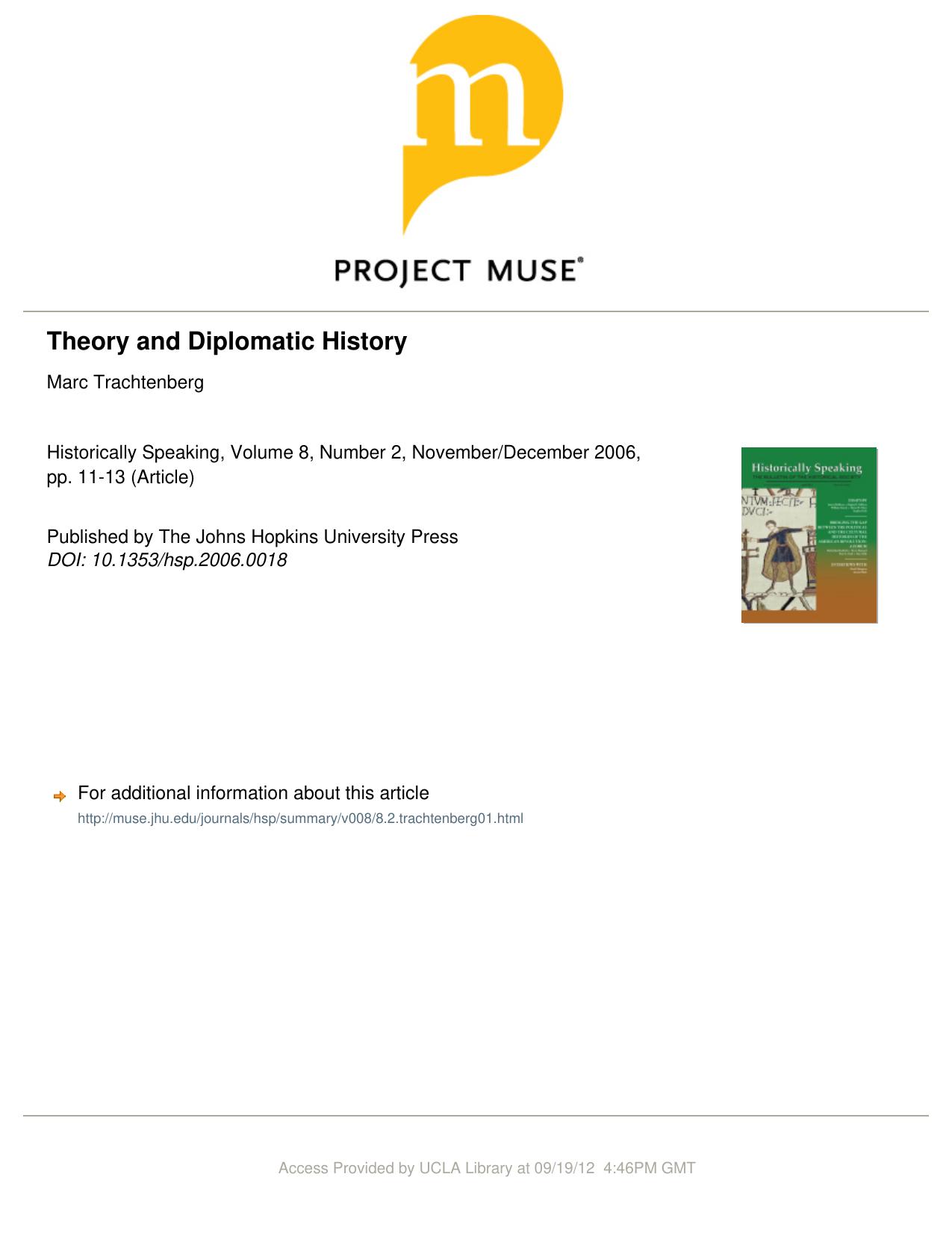 Theory and Diplomatic History