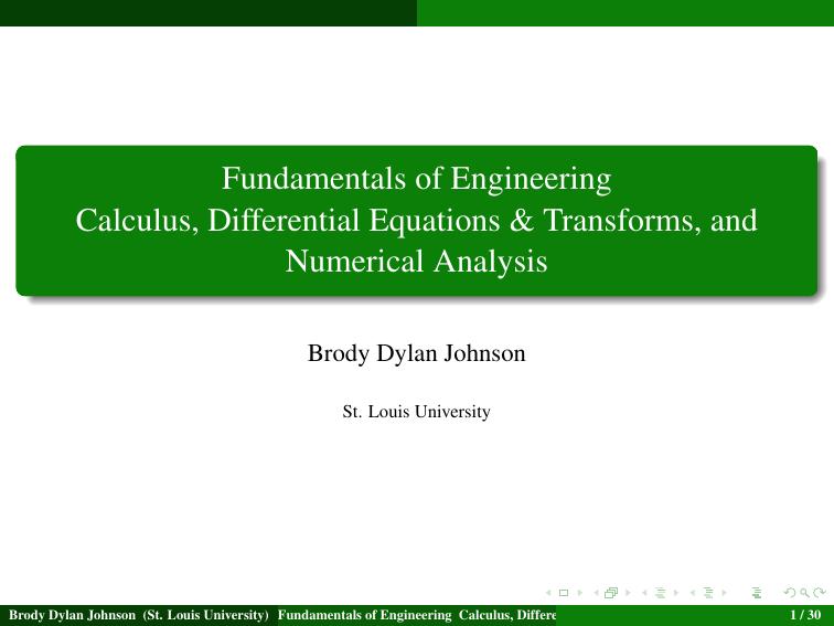 FUNDAMENTALS OF ENGINEERING CALCULUS SLIDE