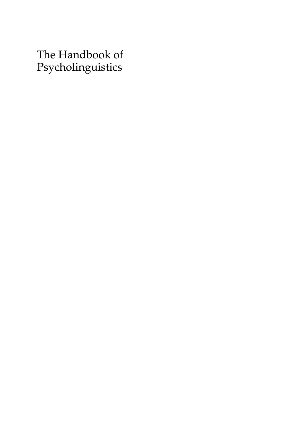 The Handbook of Psycholinguistics 2015