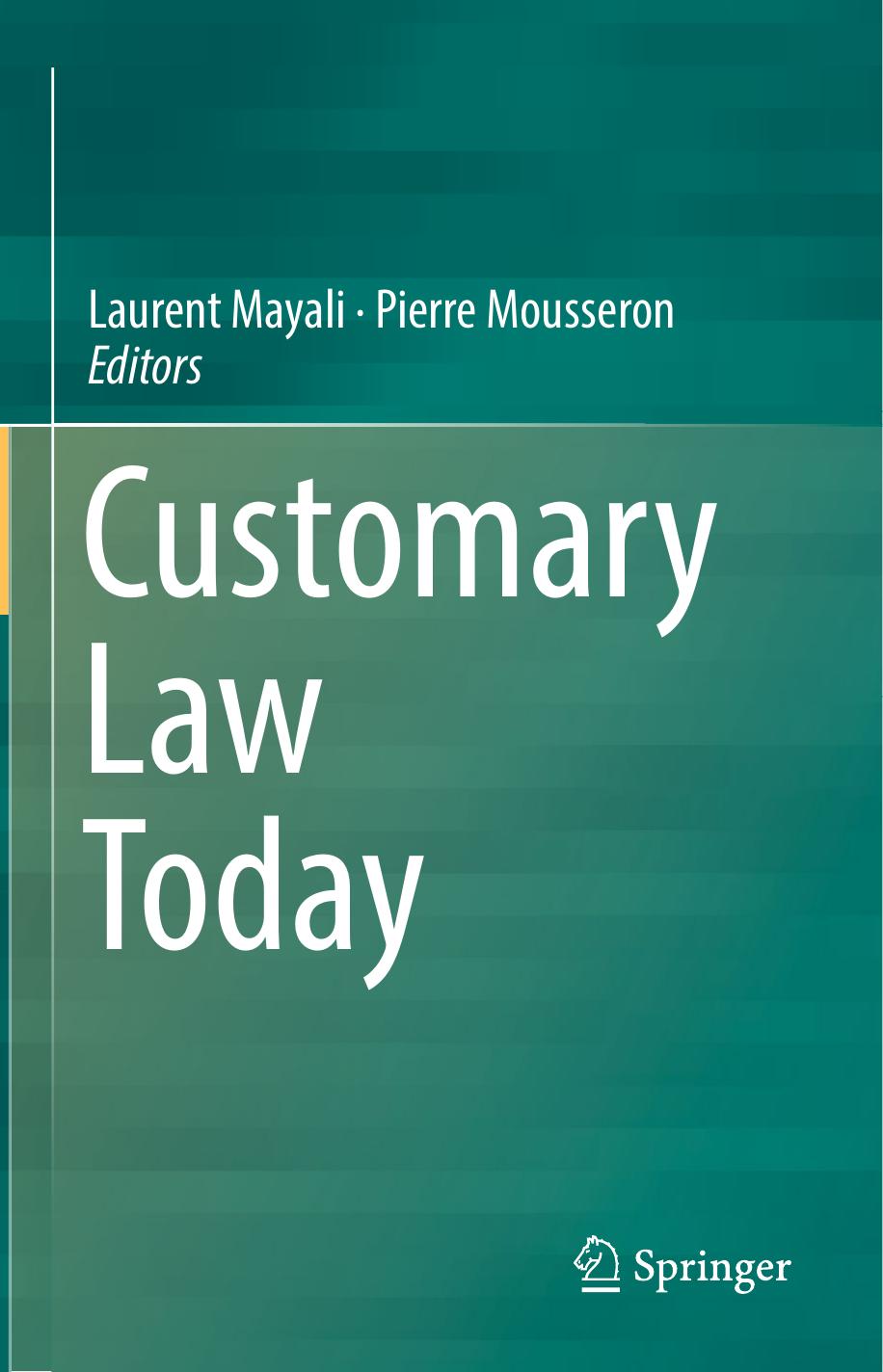 Customary Law Today 2018