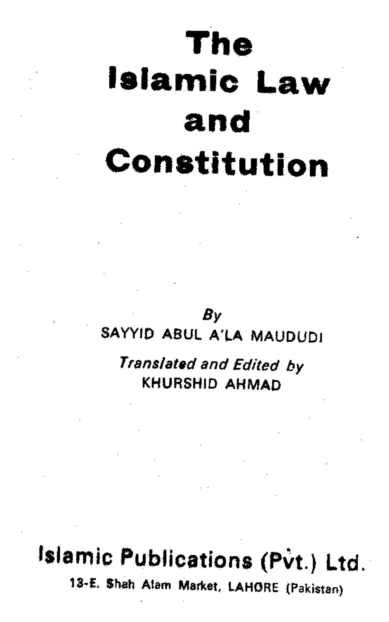 English Islamic Law and Constitution 2004