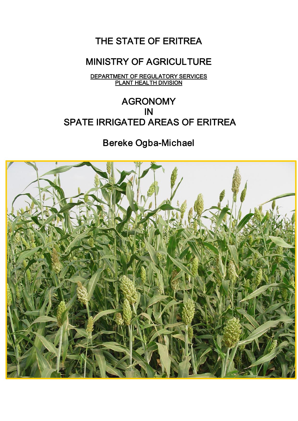 Agronomy in Spate Irrigated Areas of Eritrea2020