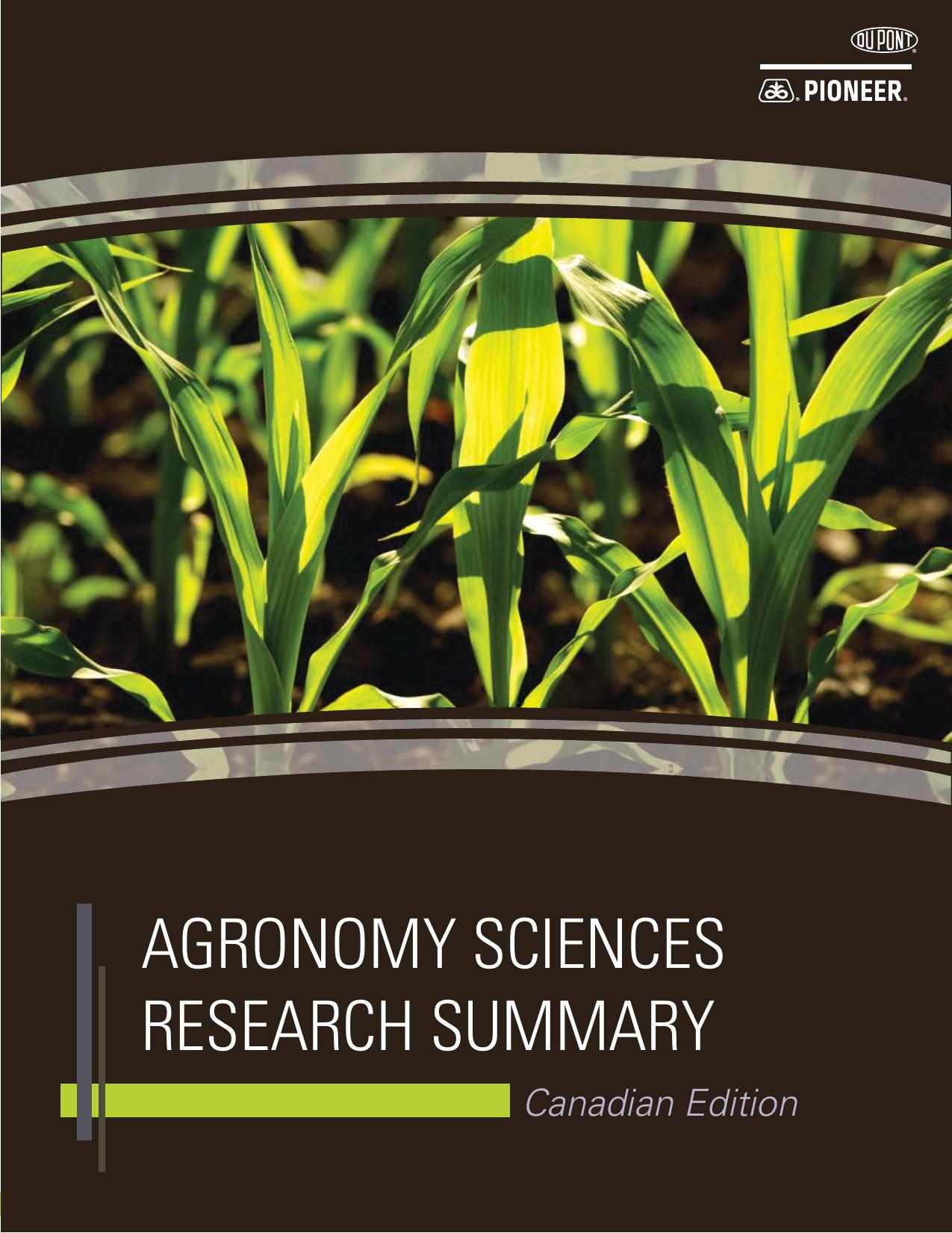 Agronomy Research Summary Book - Canadian Edition 2012