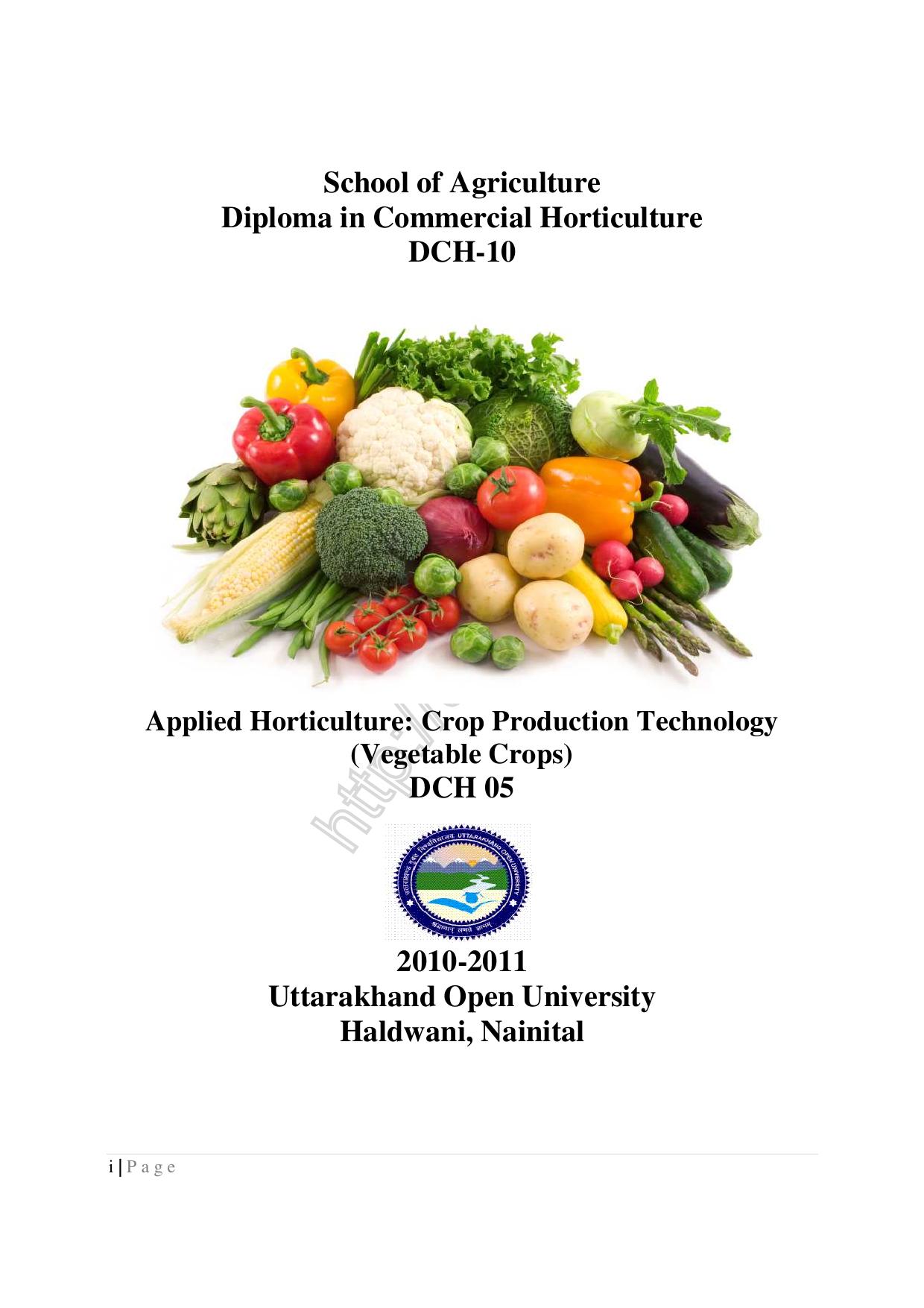 Applied Horticulture Crop Production Technology (Vegetable Crop)