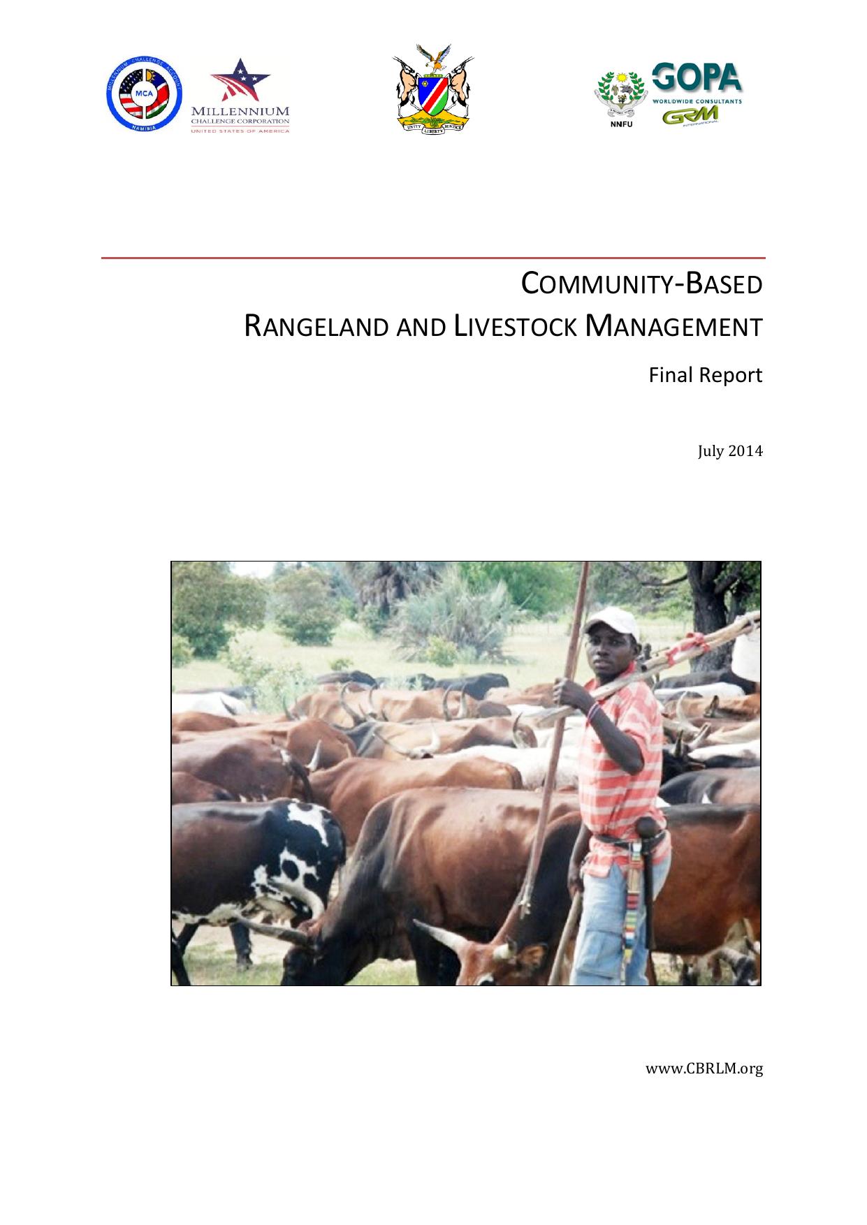Community based rangeland management CBRLM Final Report 2014
