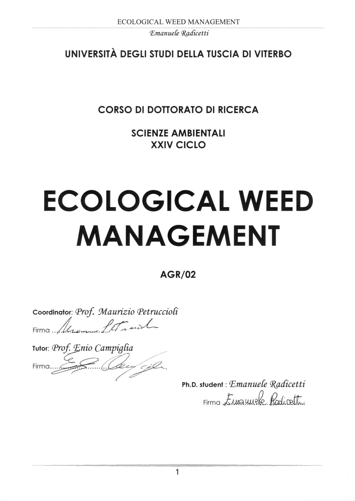 Ecological Weed Management 2012 -
