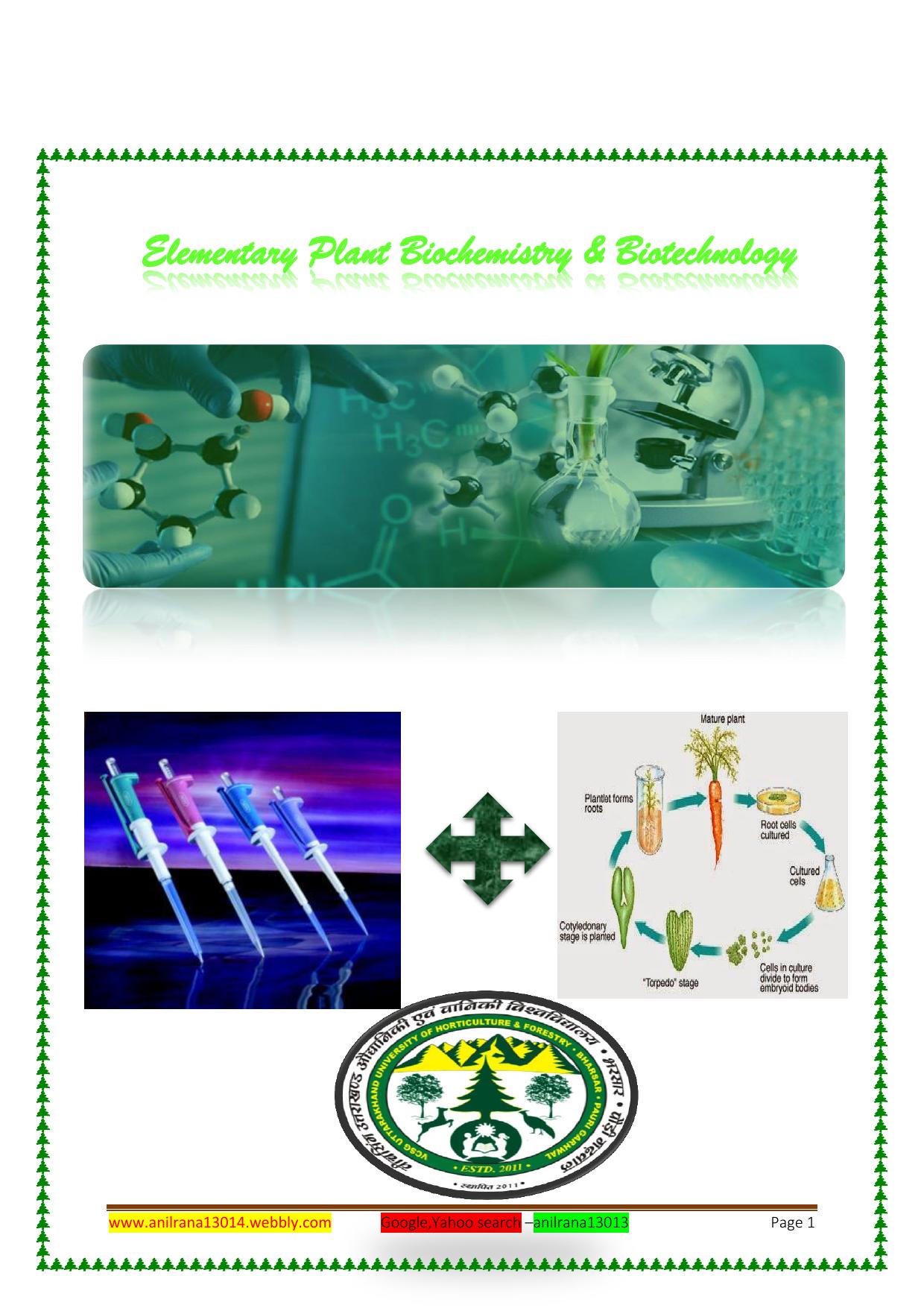 Elementary Plant Biochemistry & Biotechnology 2016