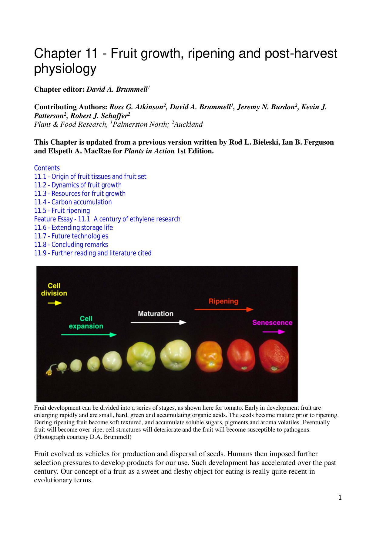 Fruit growth, ripening and post-harvest physiology 2016