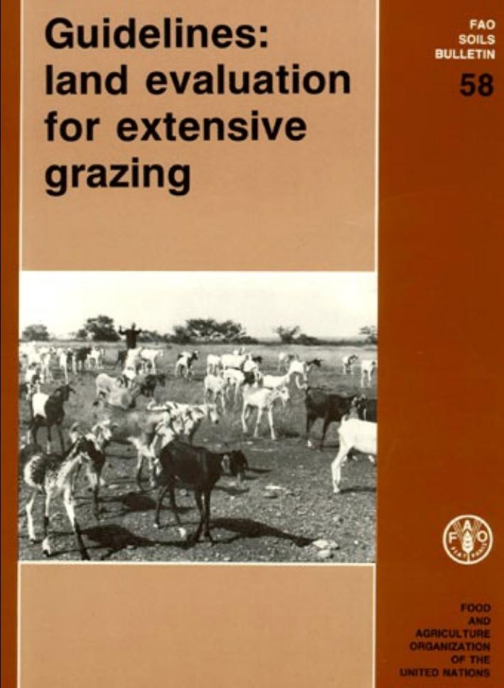 Guidelines: land evaluation for extensive grazing. FAO Soils Bulletin No. 58