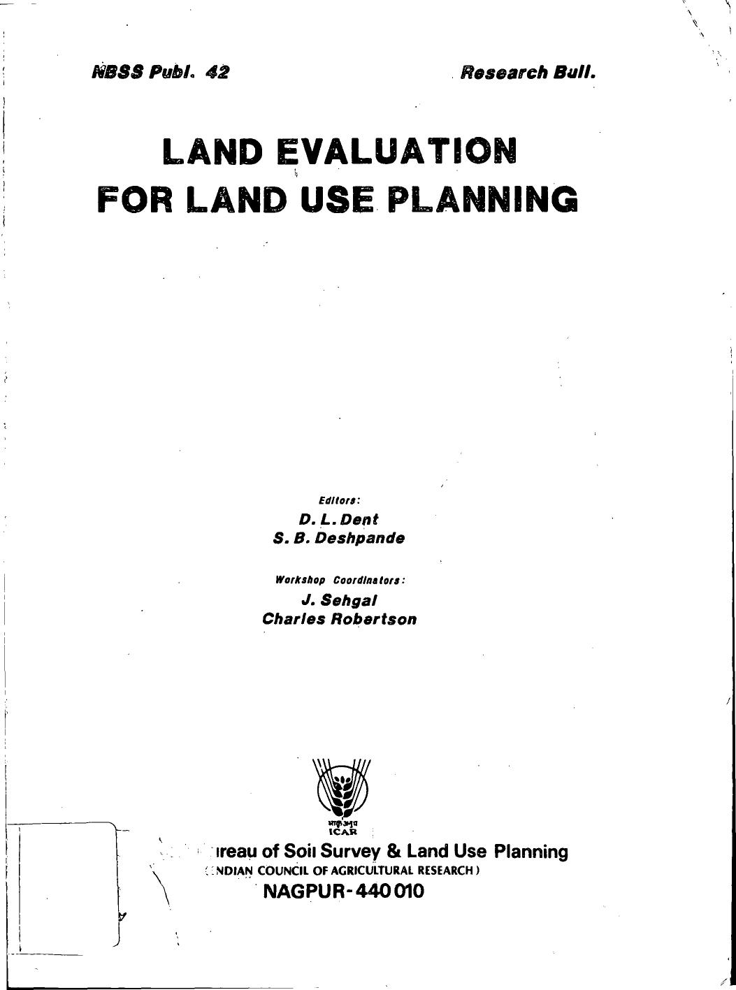 land evaluation for land use planning. 1993