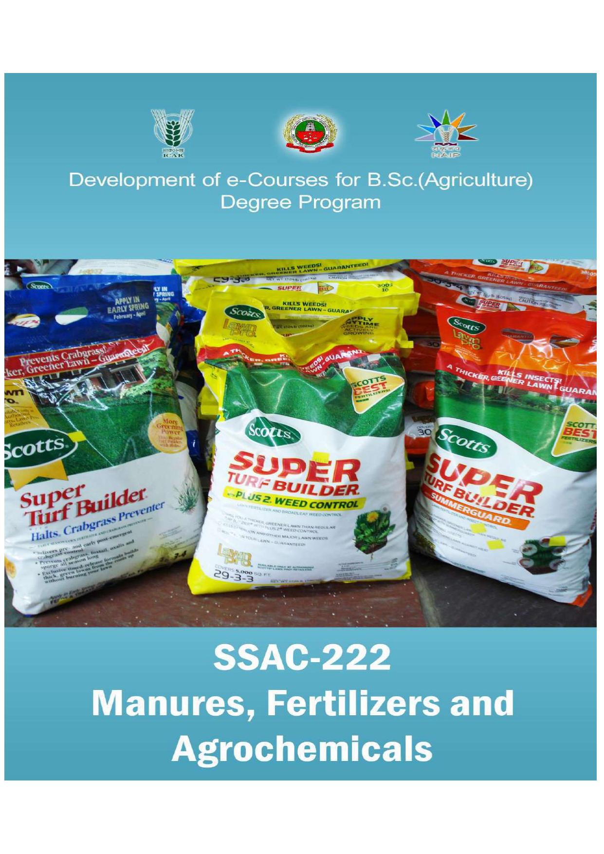 MANURES, FERTILIZERS AND AGROCHEMICALS