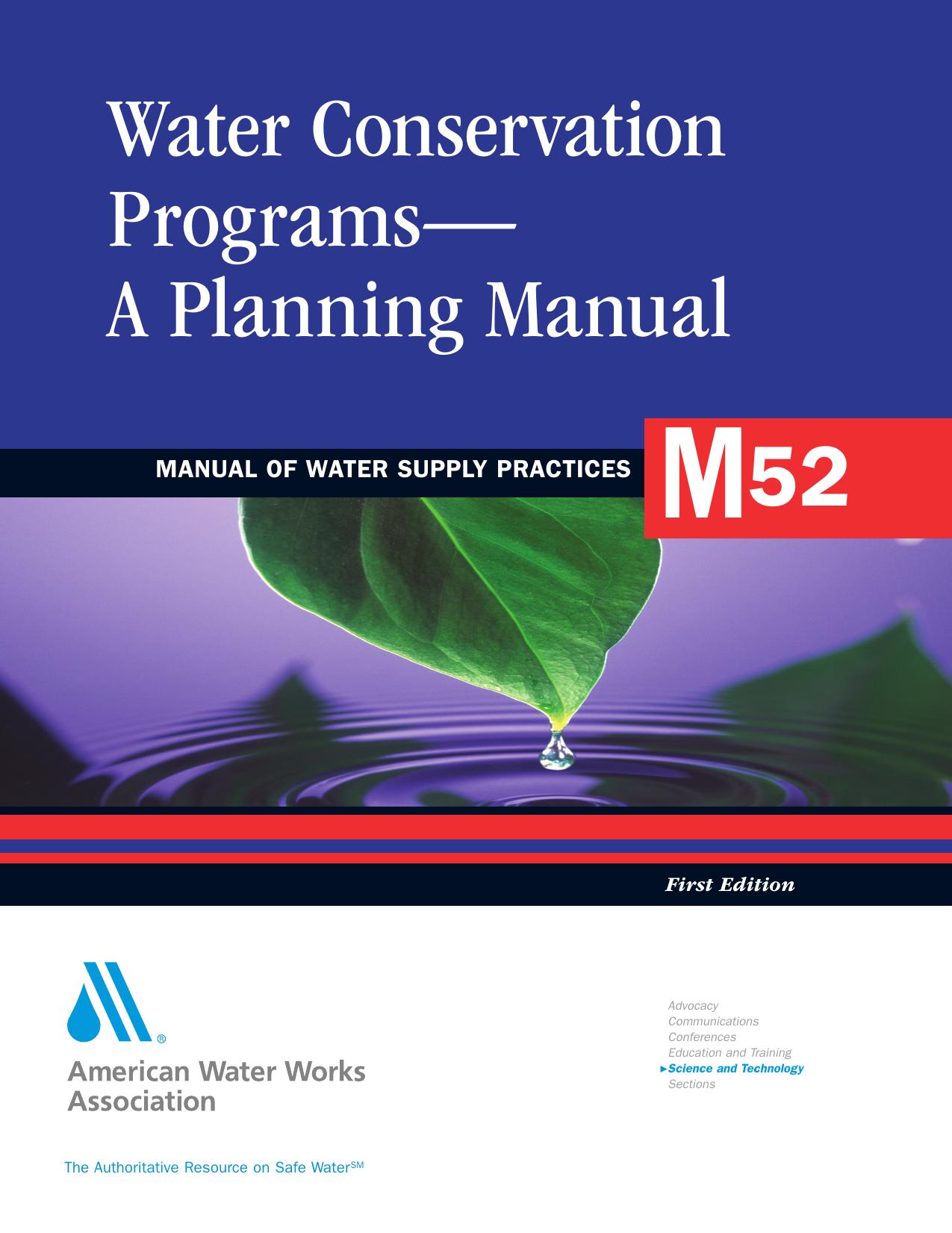 AWWA Manual, Volume 52 : Water Conservation Programs : A Planning Manual