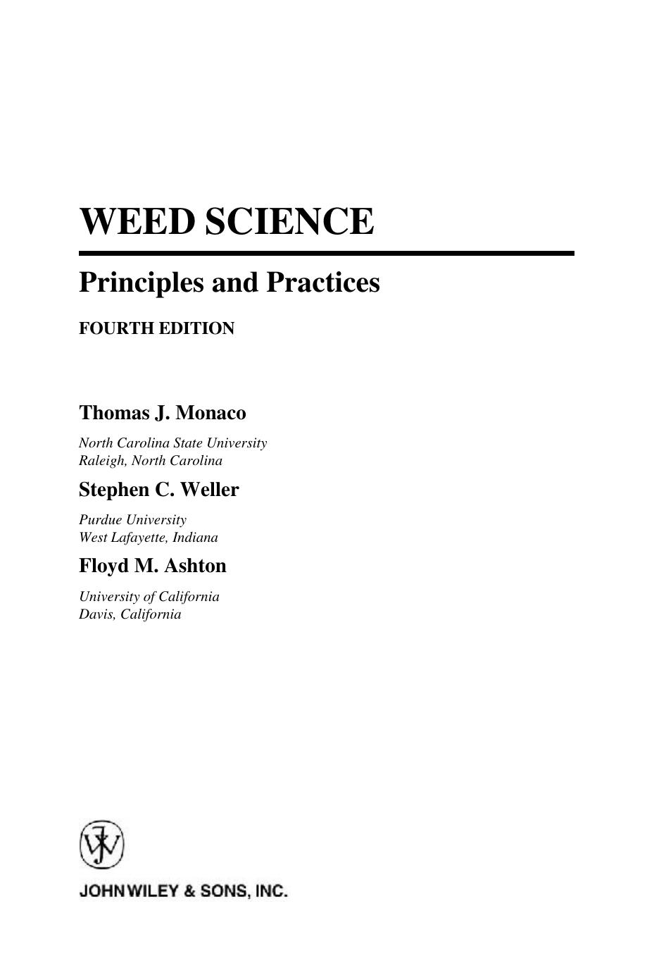 Weed Science: Principles and Practices, 4th Edition