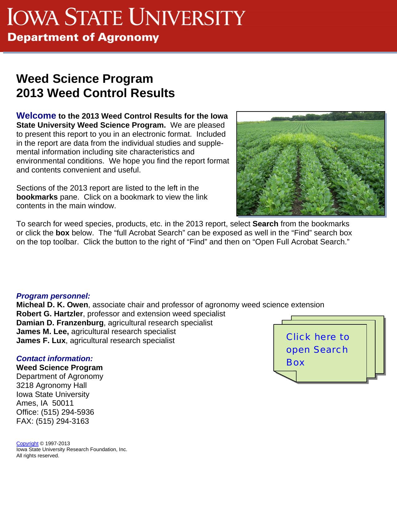 Iowa State University Weed Science Program - Weed Control Results