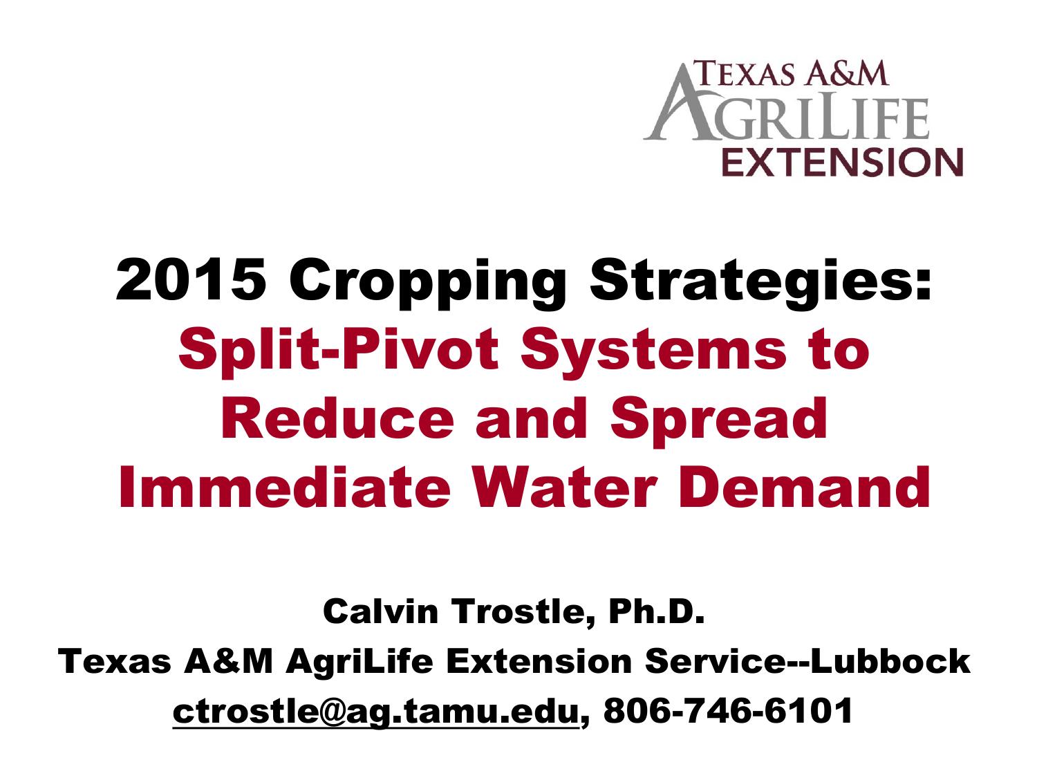Sorghum Agronomy for the Texas South Plains