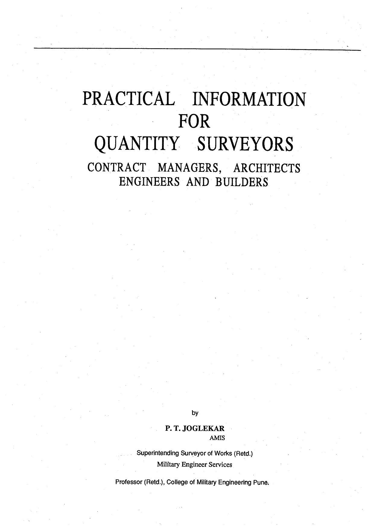 Practical information for Quantity Surveyors 1990