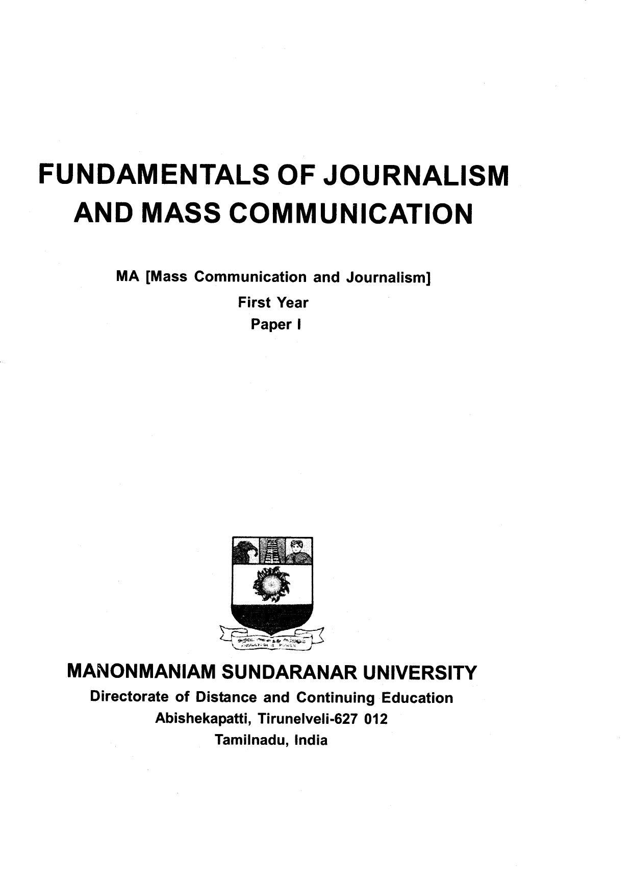 fundamental of journalism and mass communication 2017