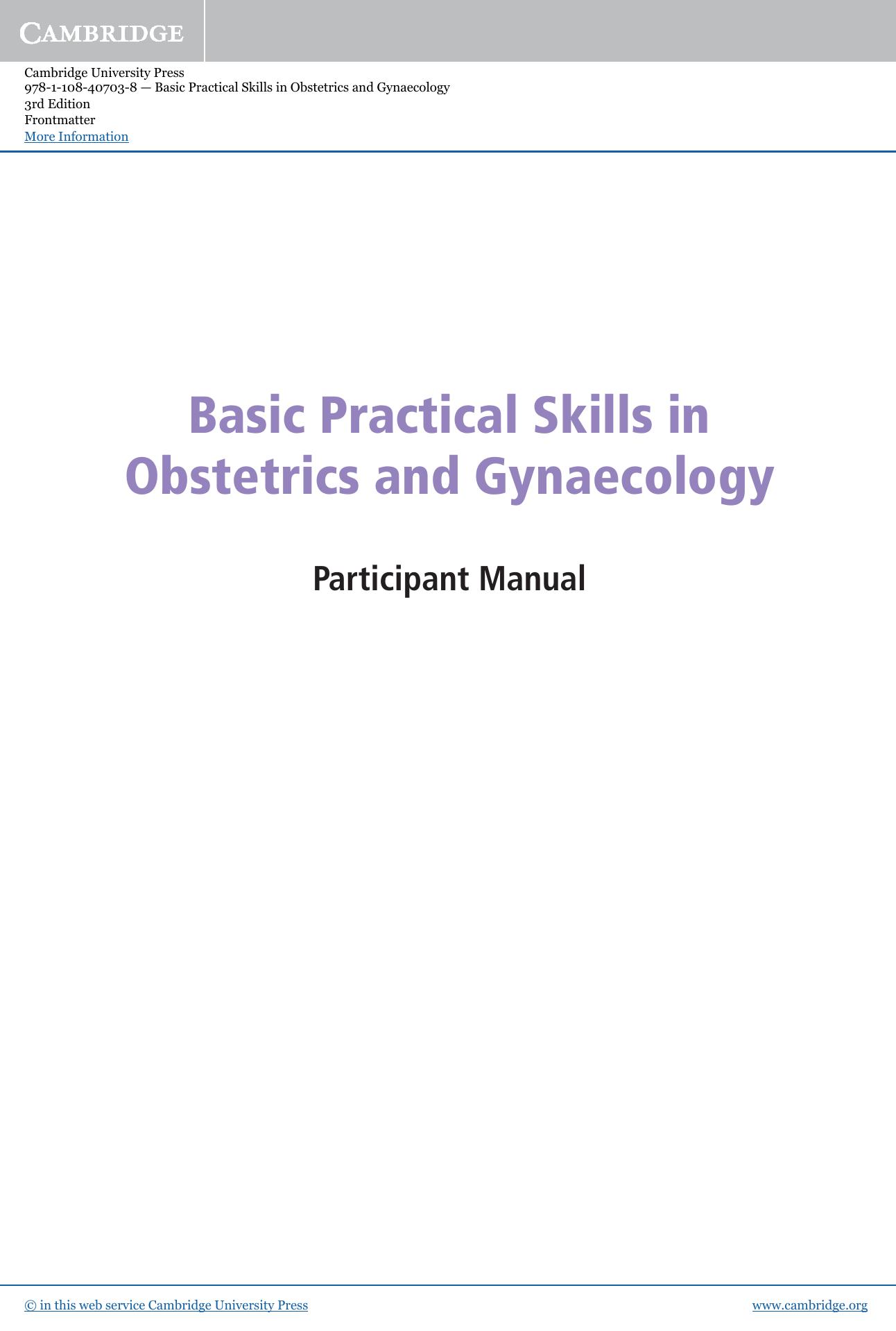 Basic Practical Skills in Obstetrics and Gynaecology Participant  2018