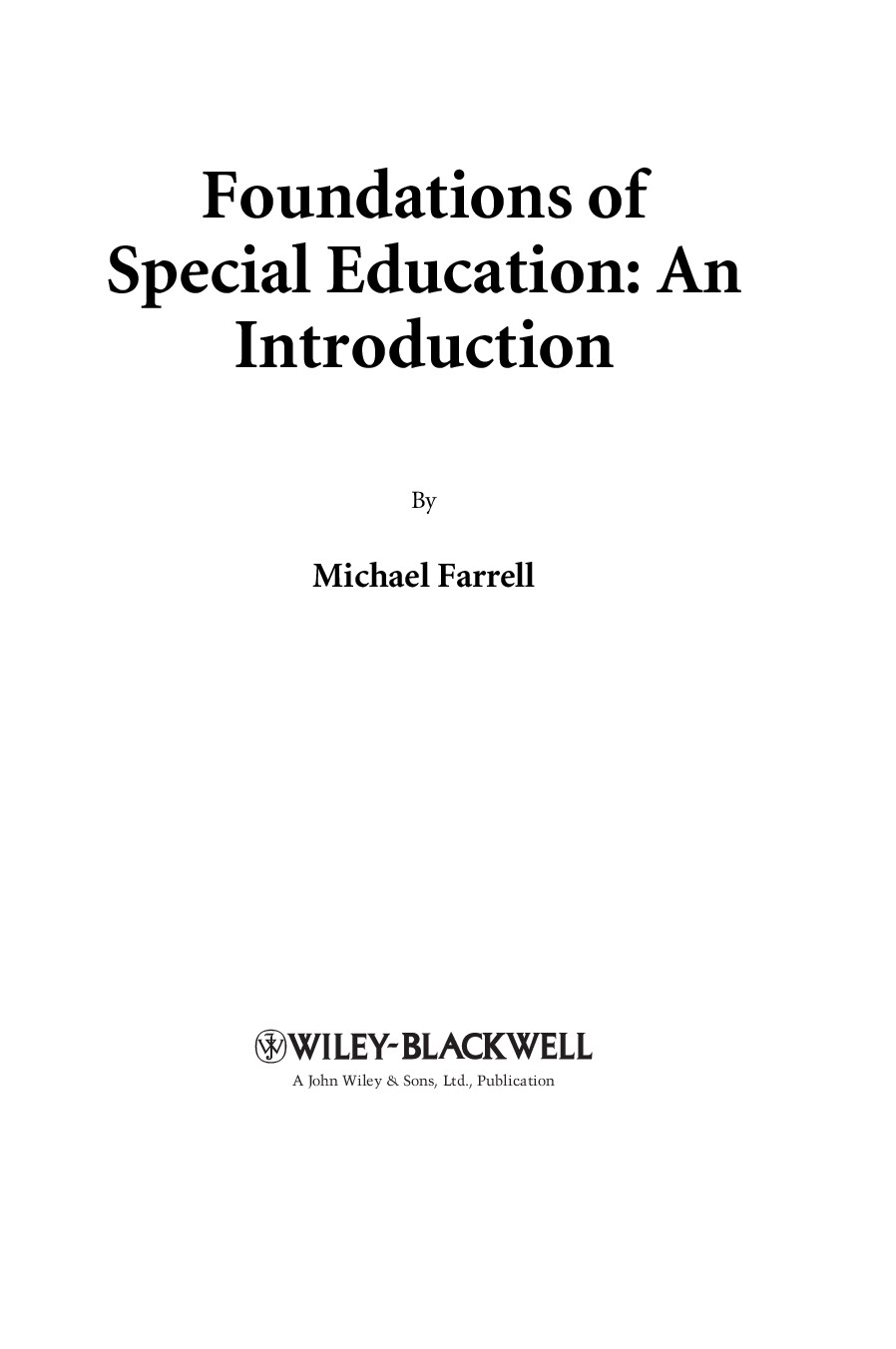 Foundations of Special Education: An Introduction