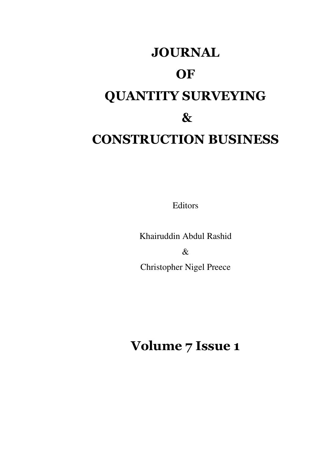journal of quantity surveying & construction business  2017