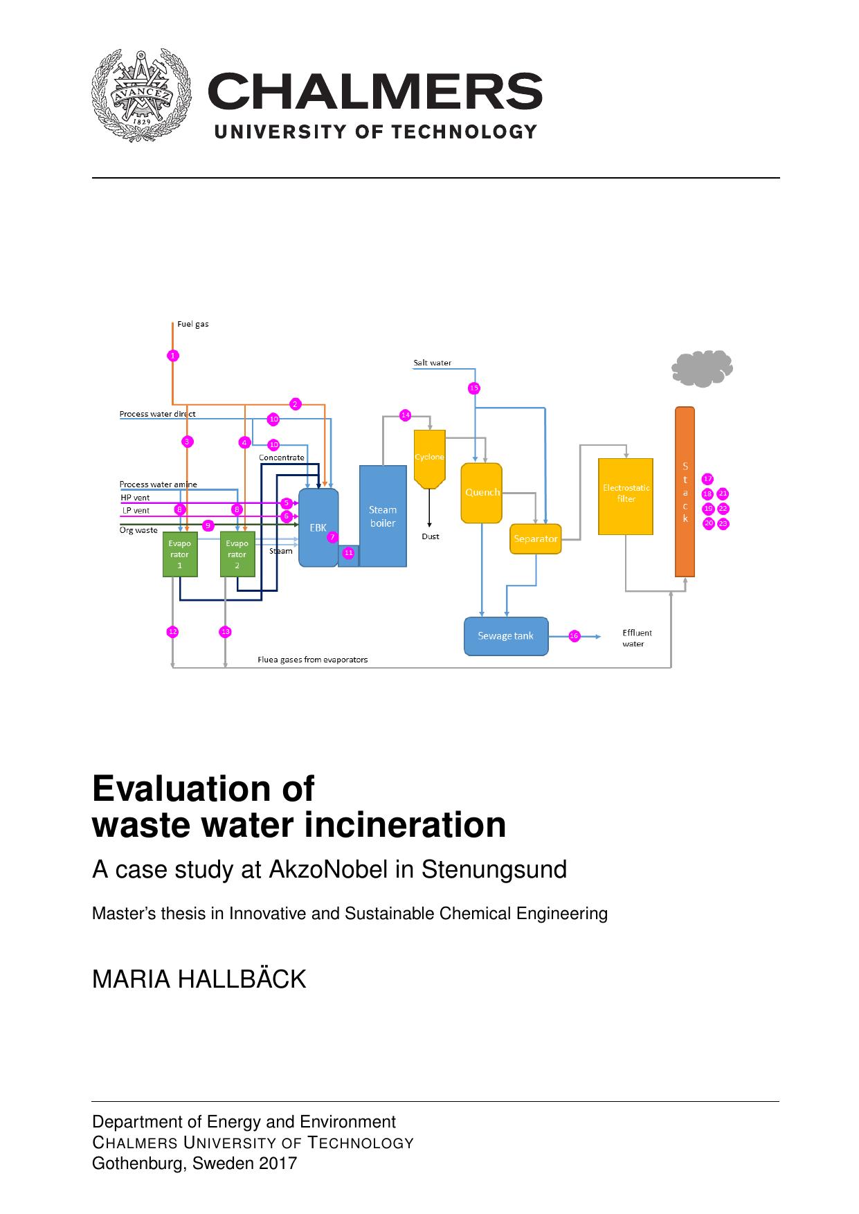 Evaluation of waste water incineration 2017