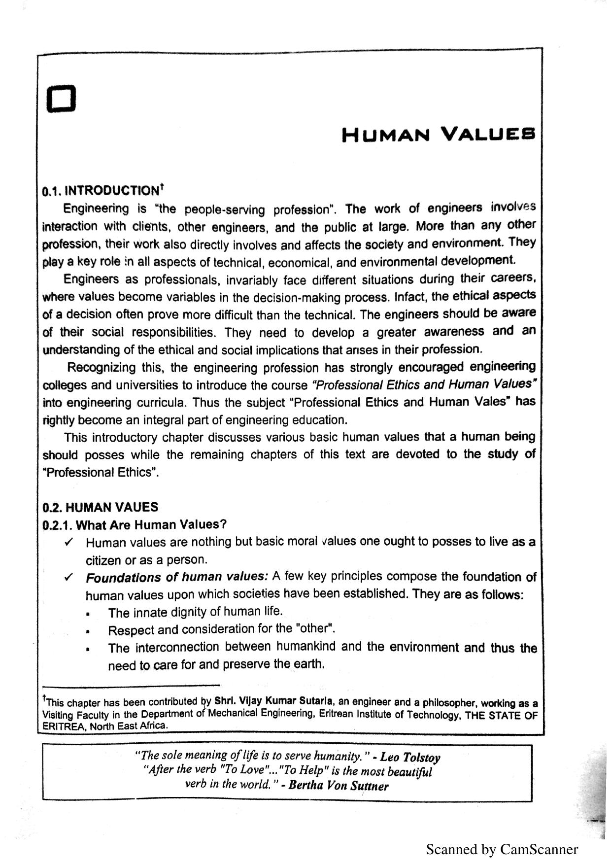 Professional ethics And Human values in Engineering