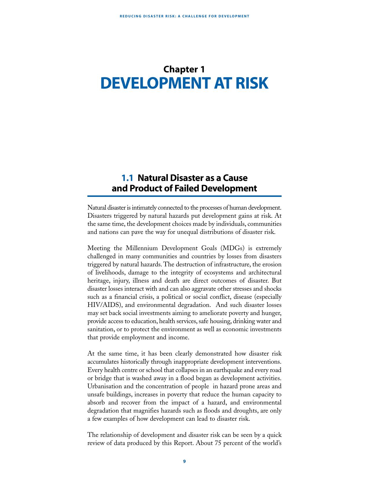 2 REDUCING DISASTER RISK -A CHALLENGE FOR DEVELOPMENT