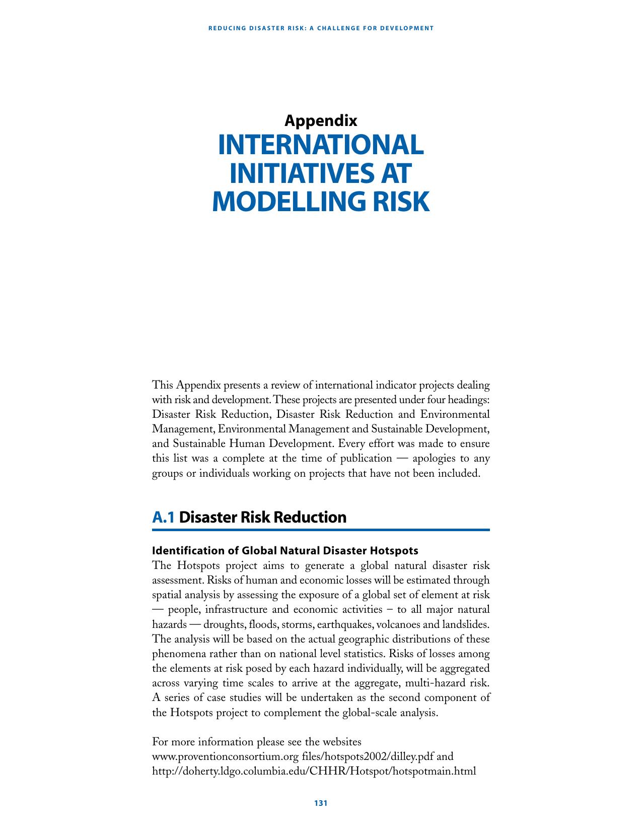 5 REDUCING DISASTER RISK A CHALLENGE FOR DEVELOPMENT