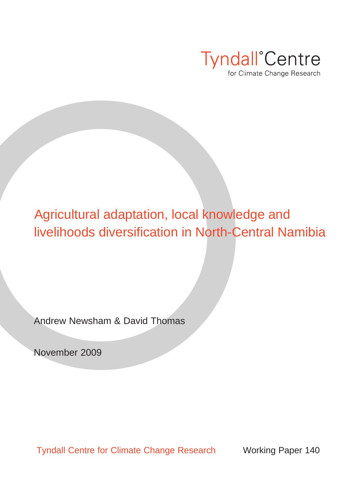 Agricultural adaptation, local knowledge and livelihoods diversification in North-Central Namibia