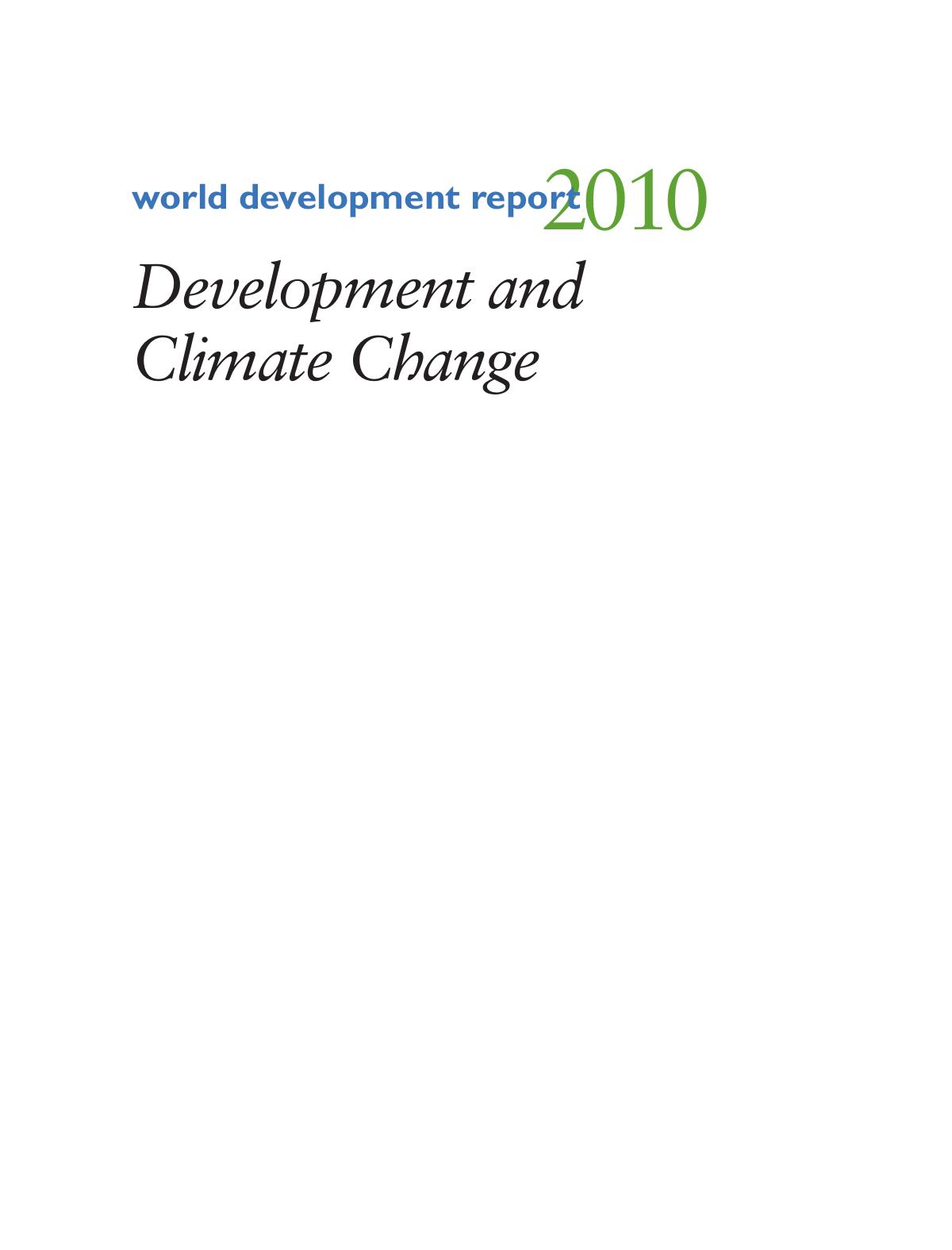 Development and climate change- world development report 2010
