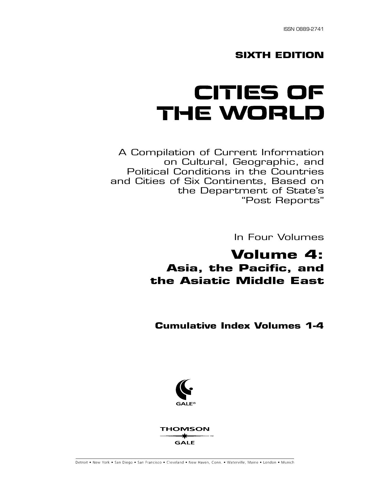 Gale - Cities of the World 6th edition - Vol 4