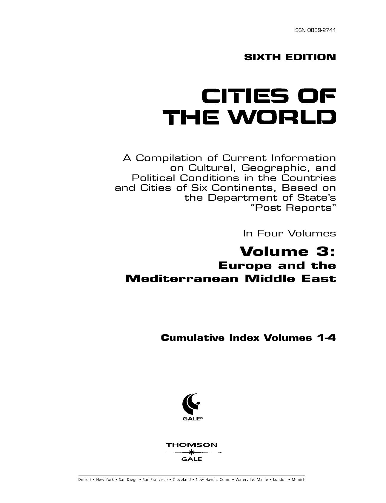 Gale - Cities of the World 6th edition - Vol 3