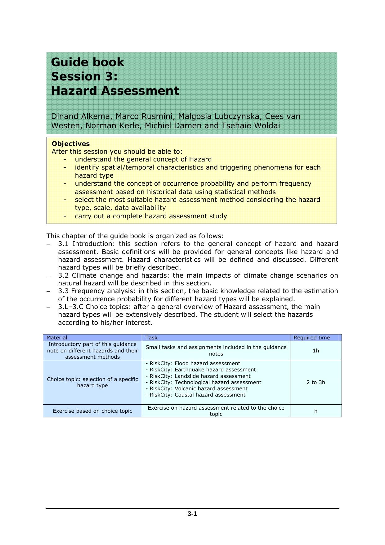 Session 03 Hazard Assessment