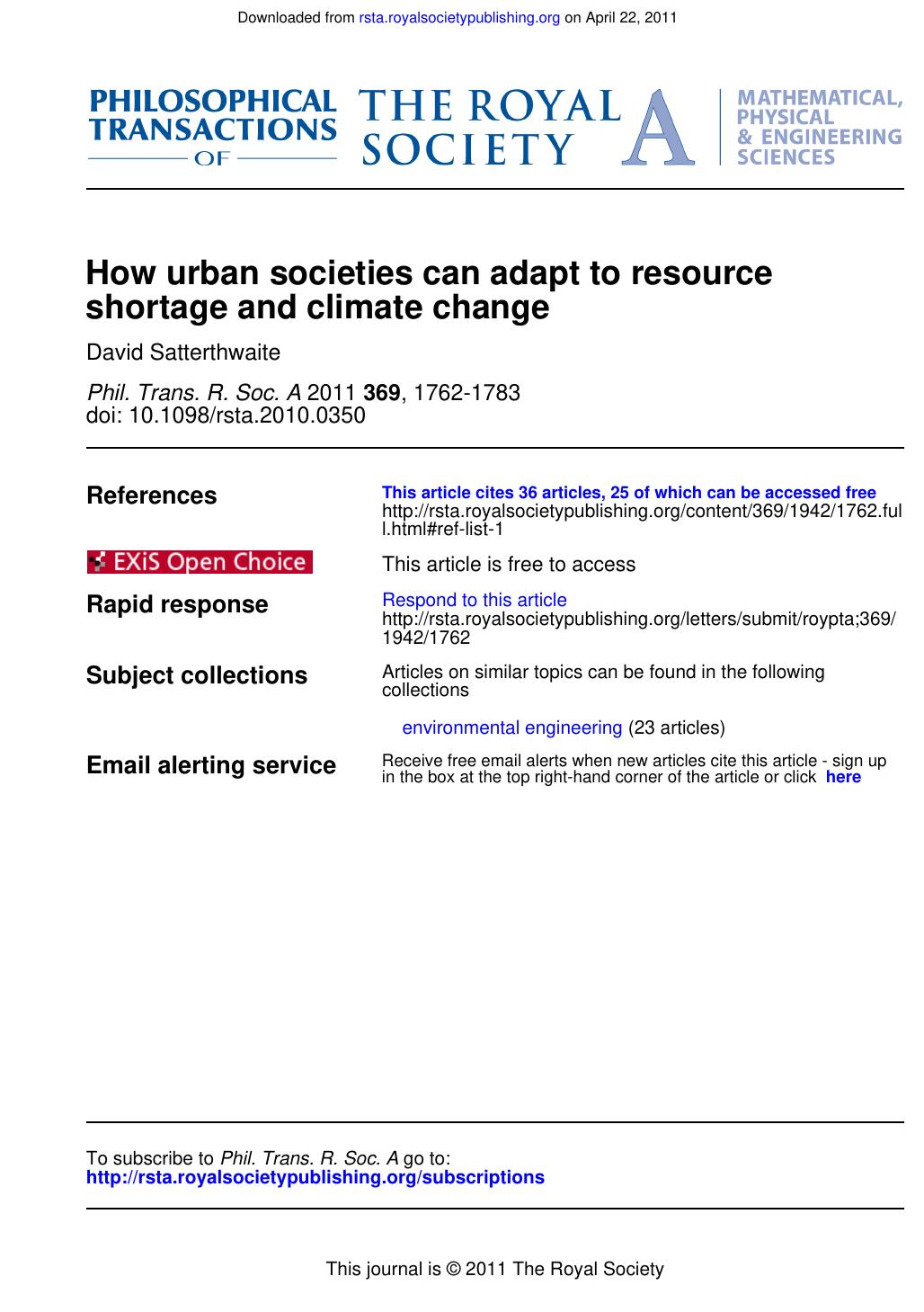 How urban societies can adapt to resource. 2011