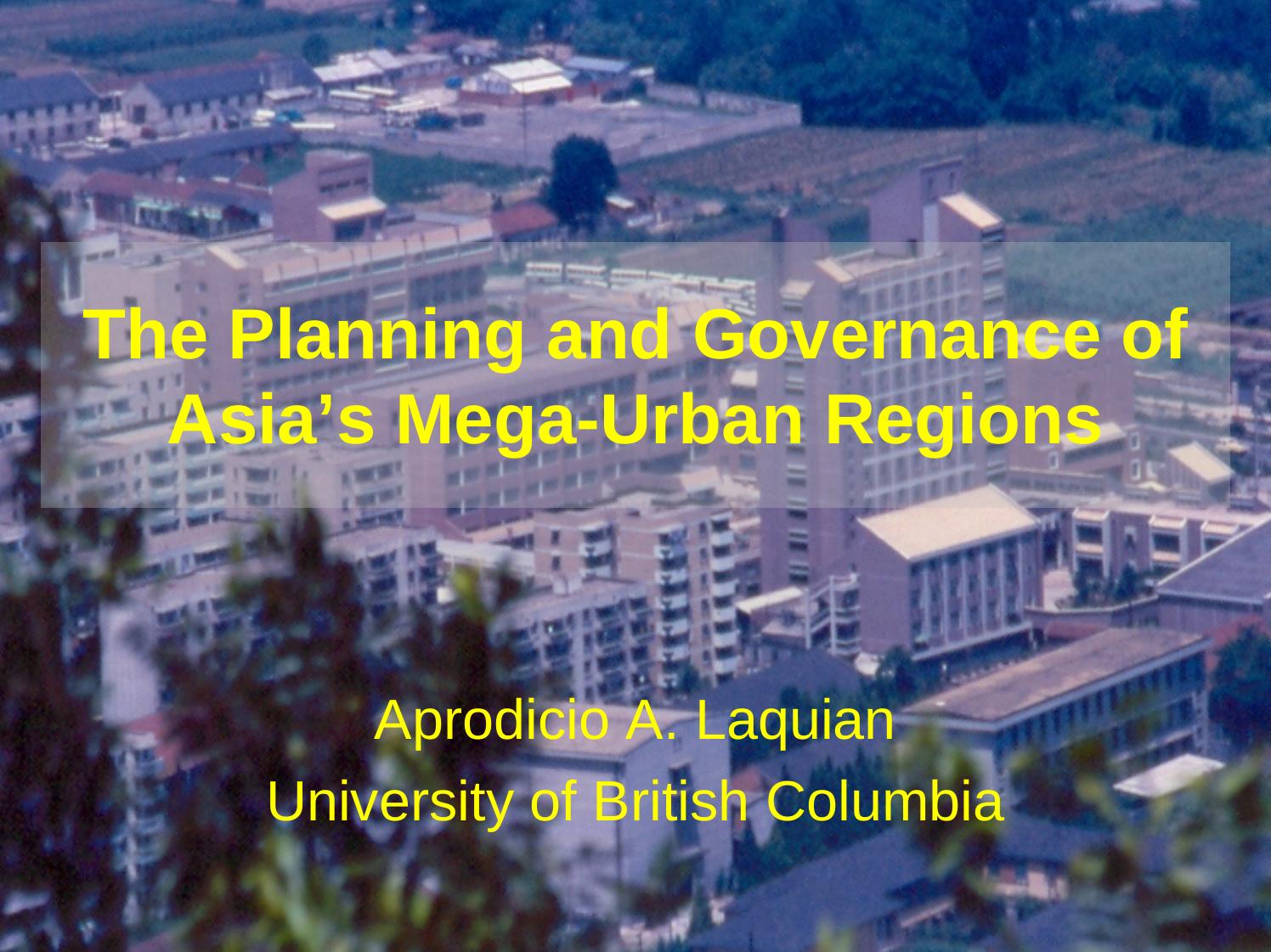 THE SUSTAINABILITY OF MEGA-URBAN REGIONS IN ASIA AND THE PACIFIC