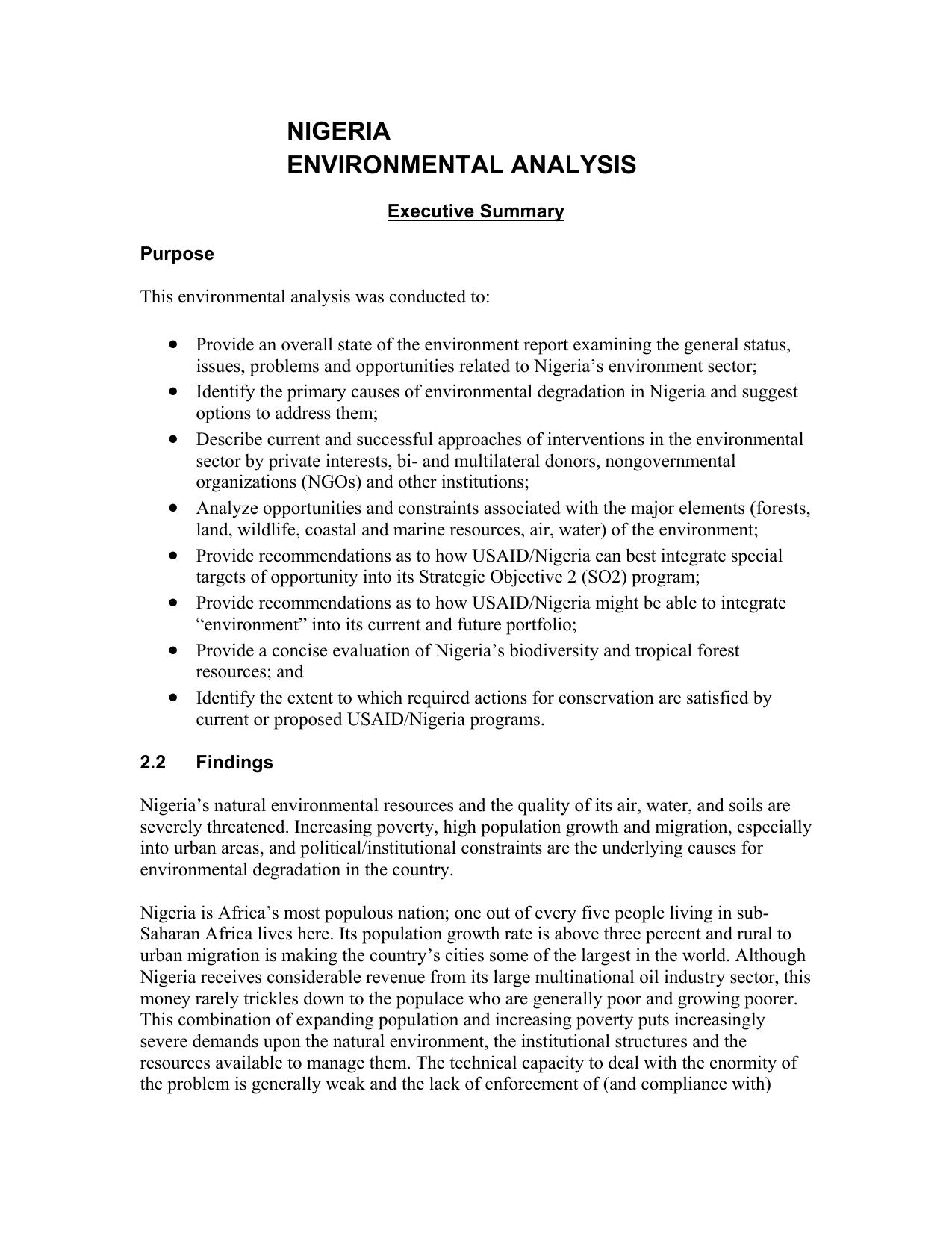 Microsoft Word - NIGERIA Environmental Analysis.doc