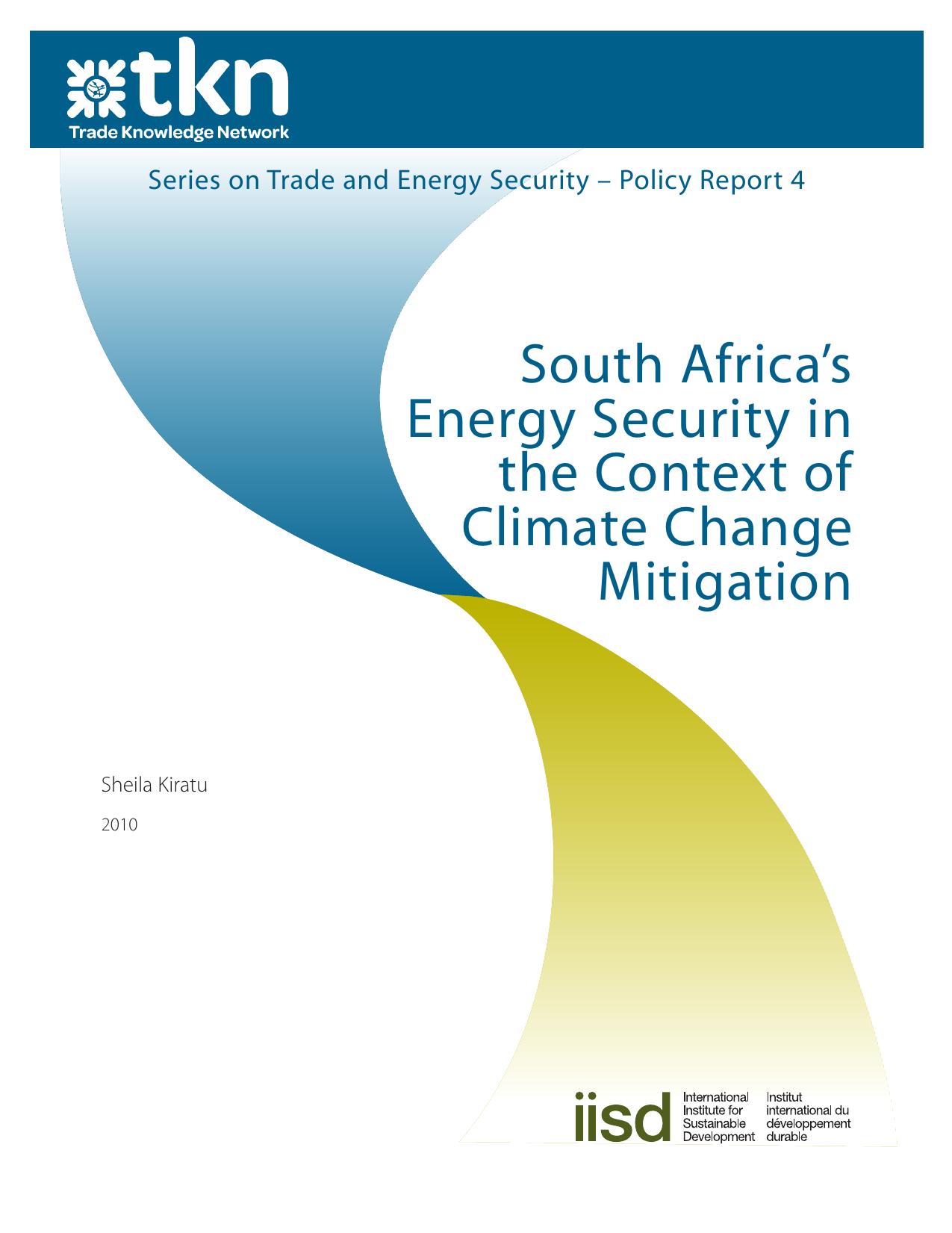 South Africa’s Energy Security in the Context of Climate Change Mitigation