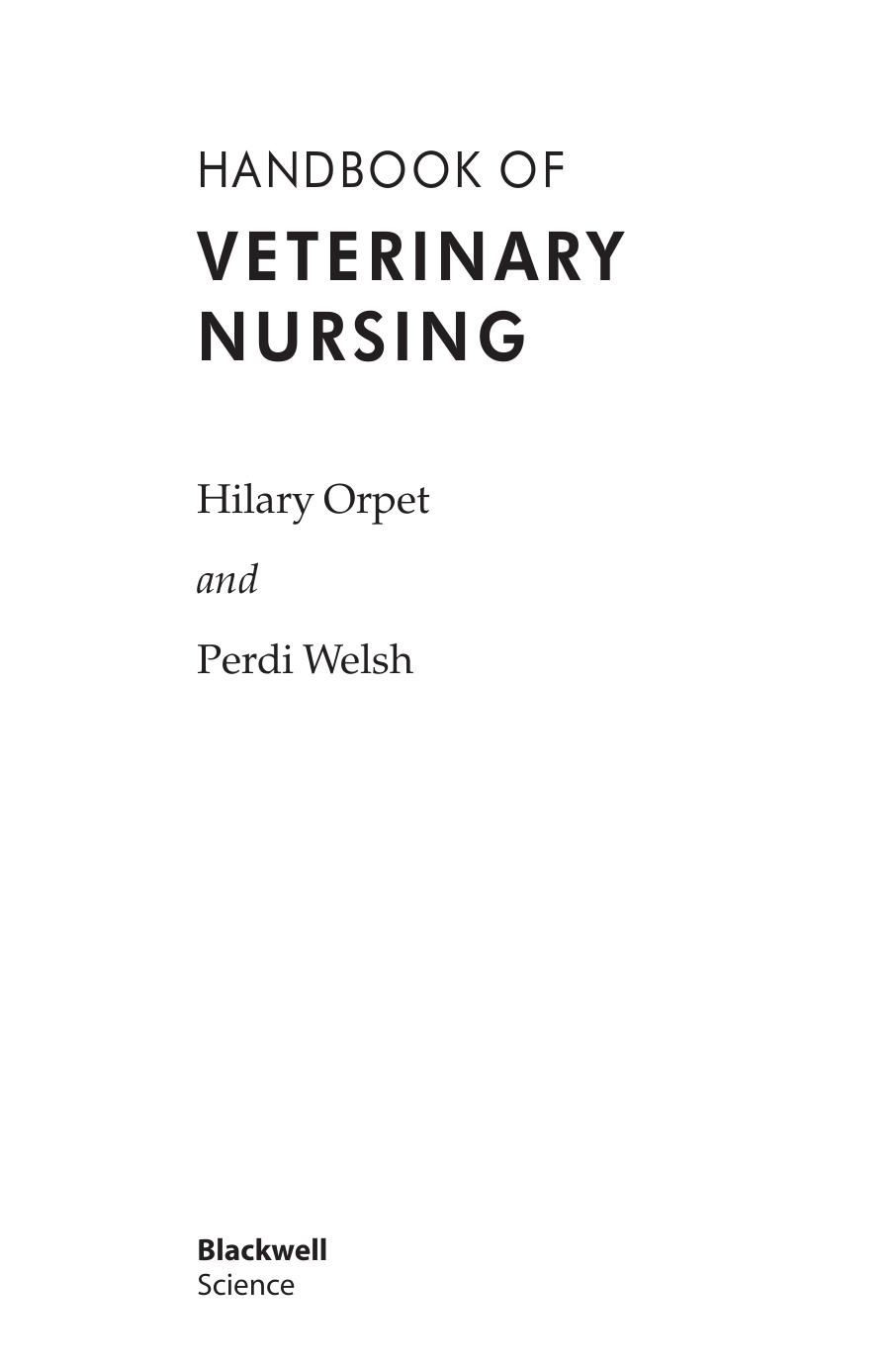 Handbook of Veterinary Nursing 2002