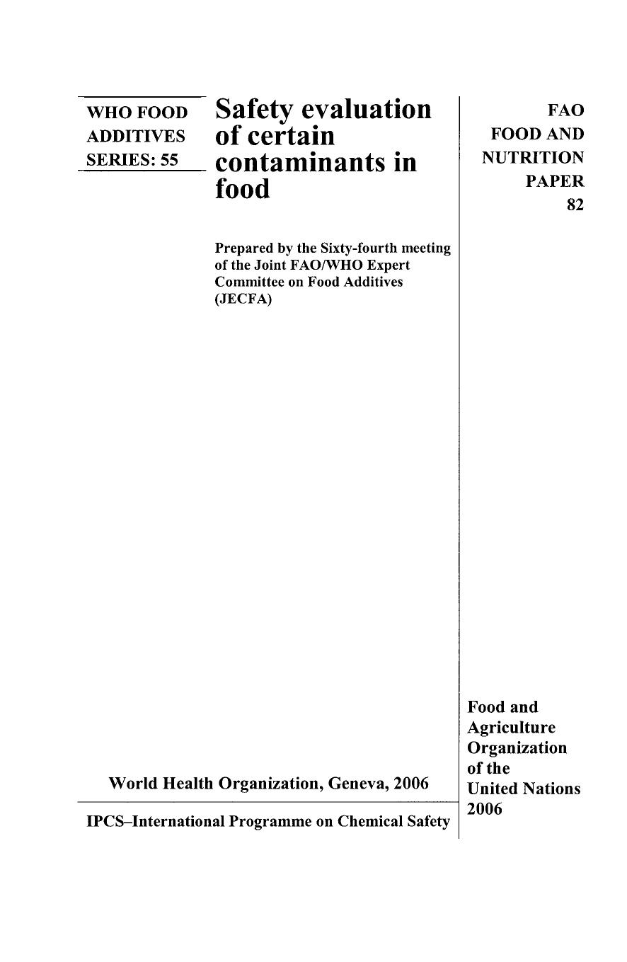 Safety evaluation of certain contaminants in food 2015
