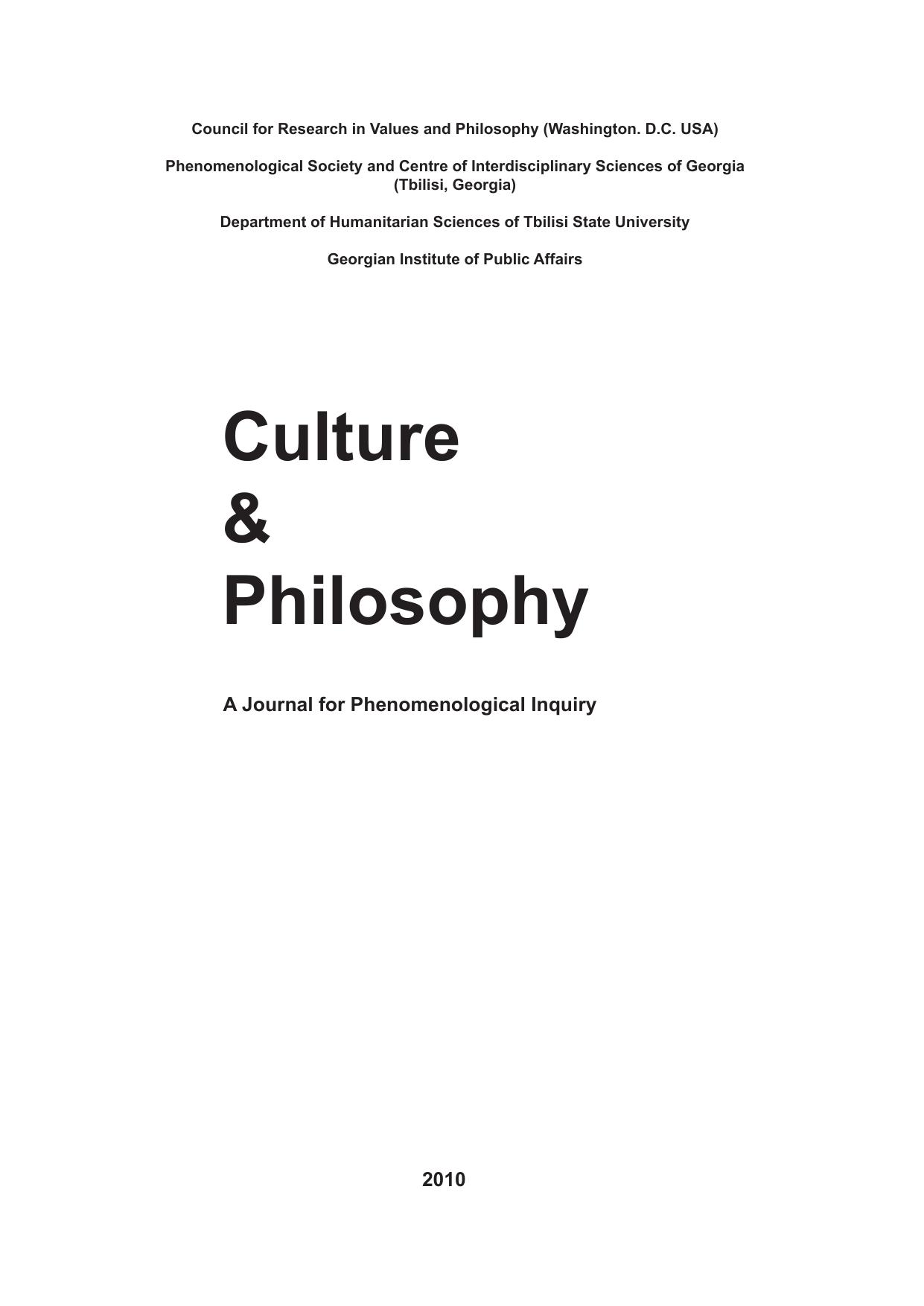 Culture And Philosophy 2010