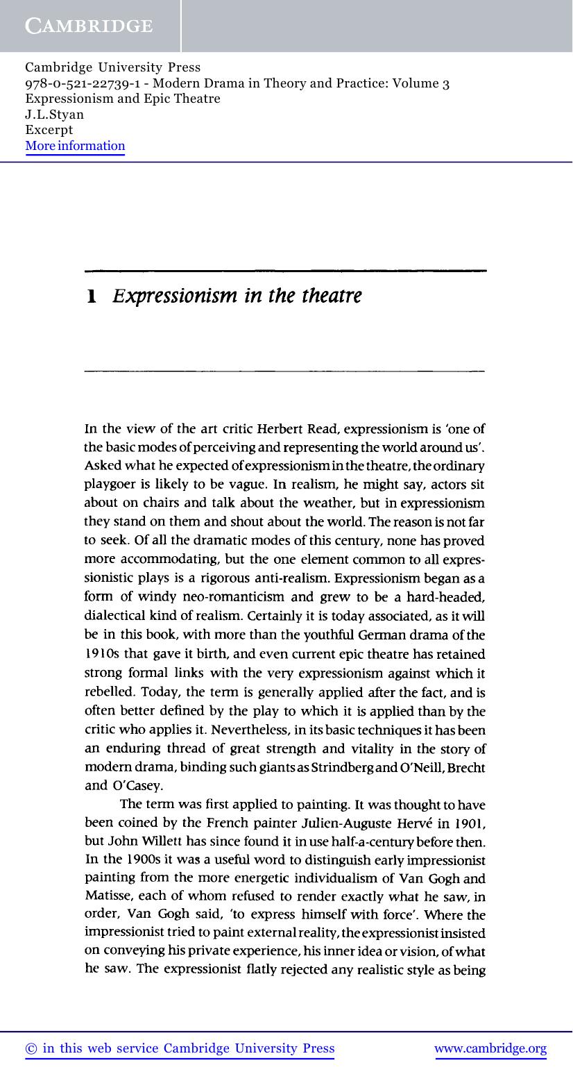 Modern drama in theory and practice: Expressionism and epic theatre, VOLUME 3