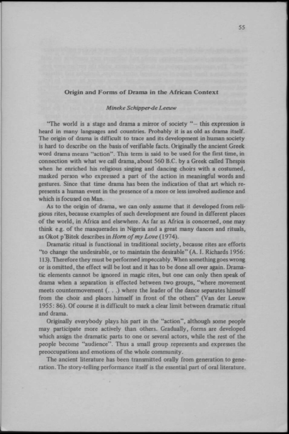 Origins and forms of Drama in African Context