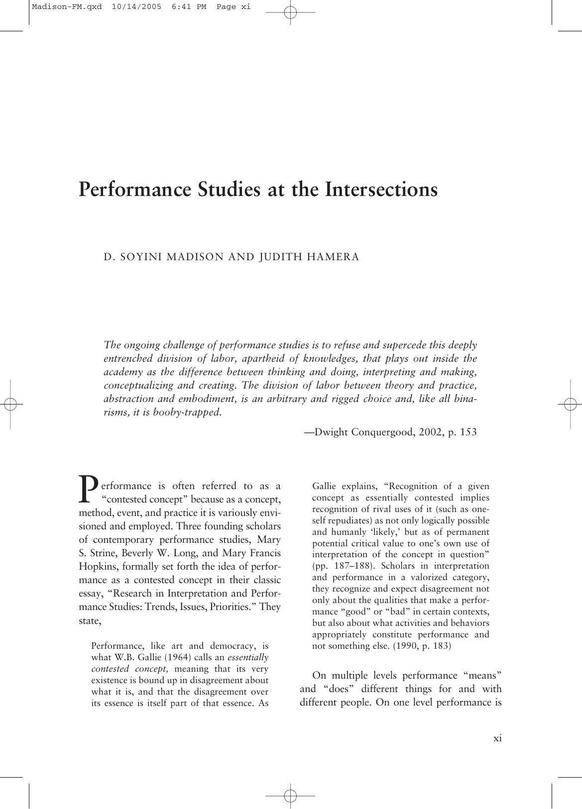 Performance study & the interjection 2005