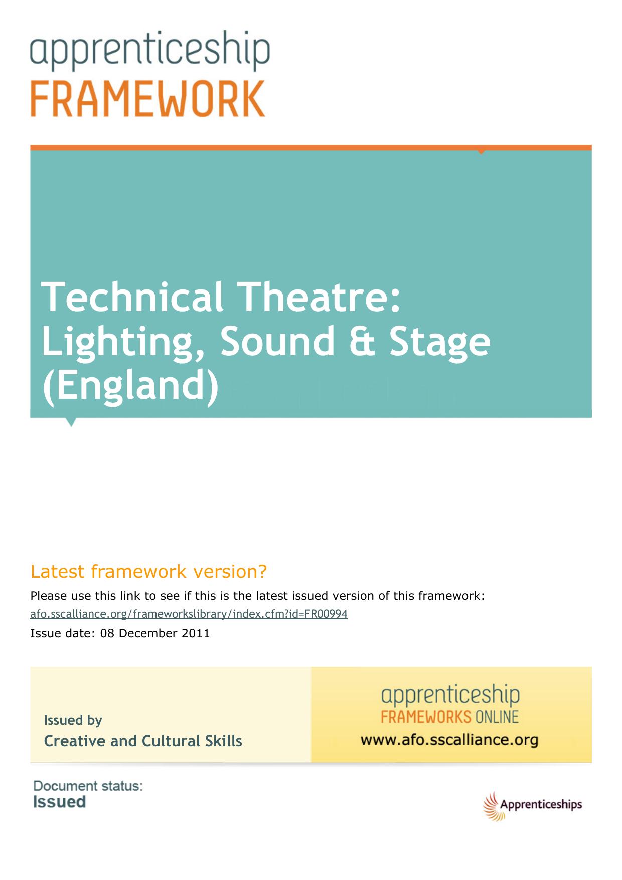 FR00994 - Technical Theatre: Lighting, Sound & Stage