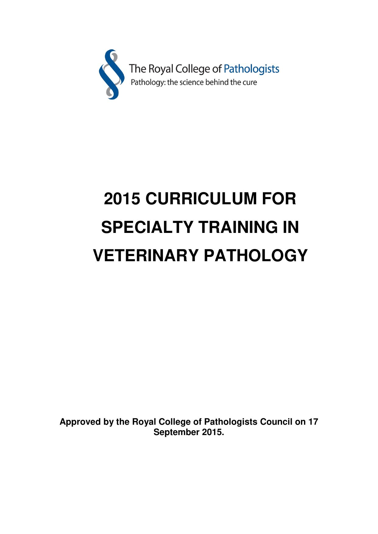Veterinary Pathology curriculum
