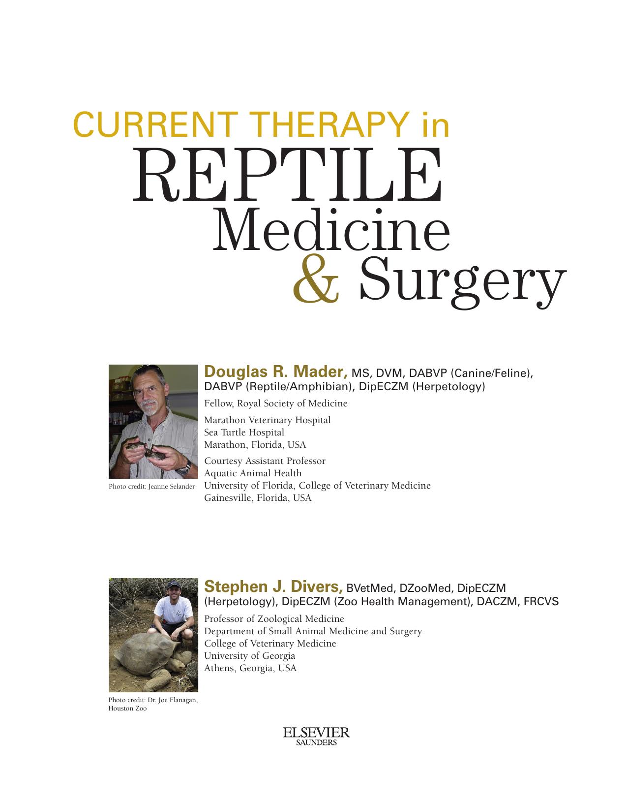 CURRENT THERAPY IN REPTILE MEDICINE AND SURGERY 2014