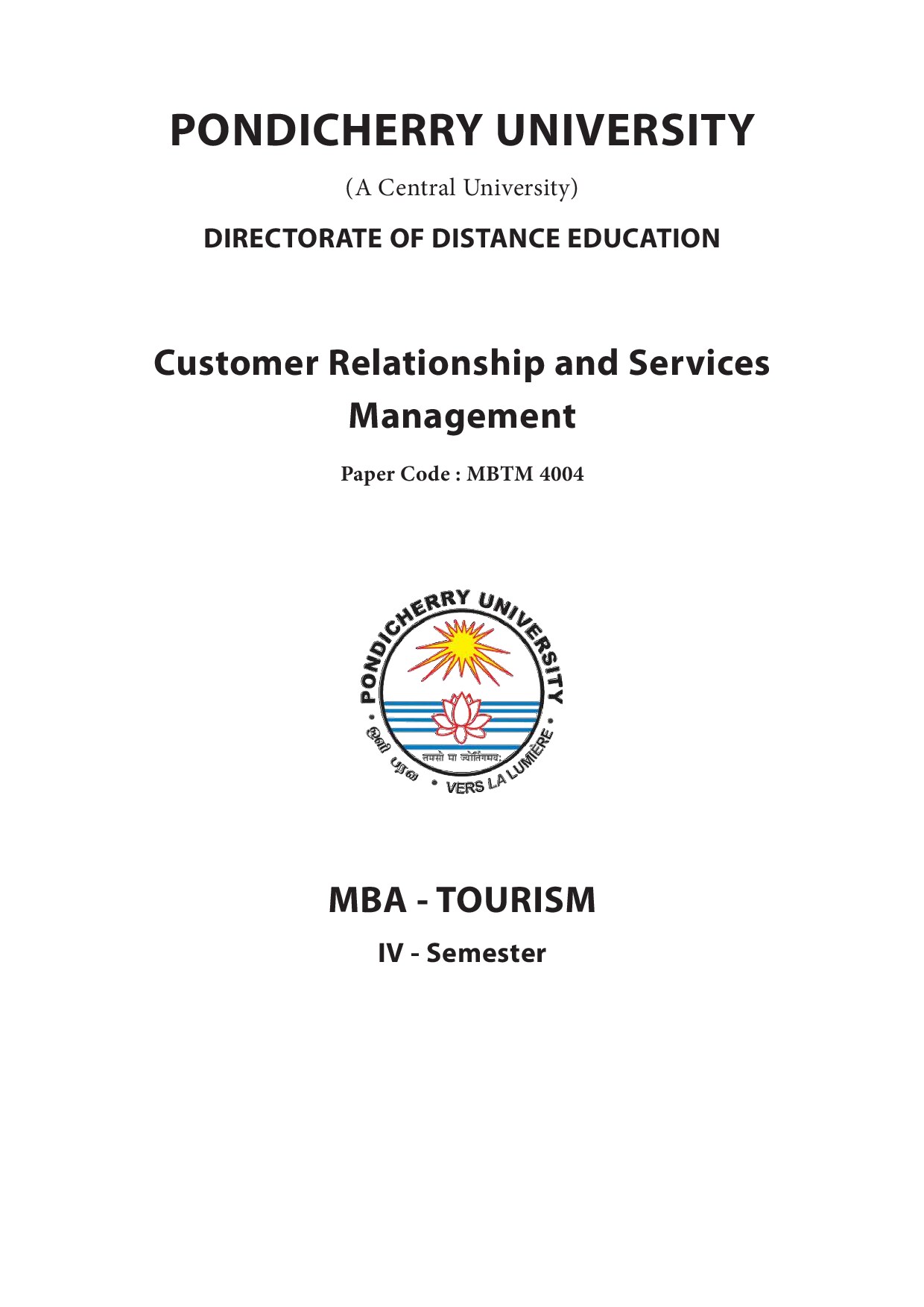 Customer Relationship & Service Management