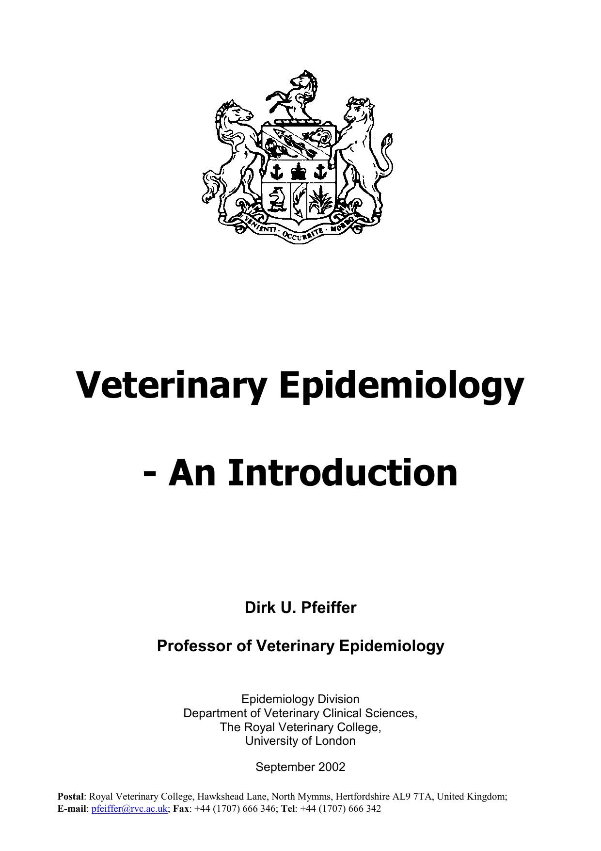 Veterinary Epidemiology, An Introduction