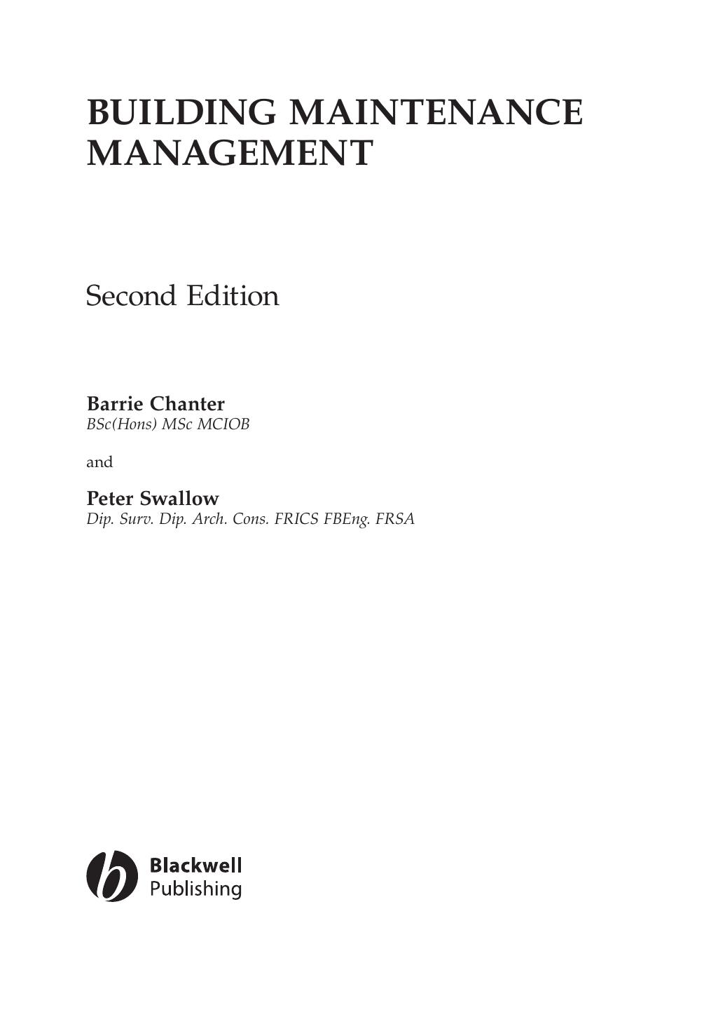 [Barrie Chanter, Peter Swallow] Building Maintenanace Management 2007
