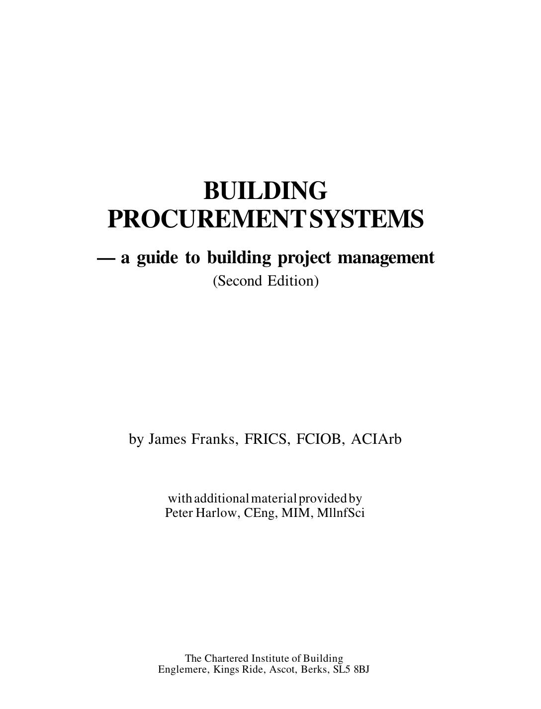 Building procurement systems 1990